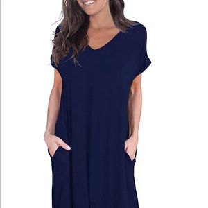 Navy Maxi Beach Dress with Pockets